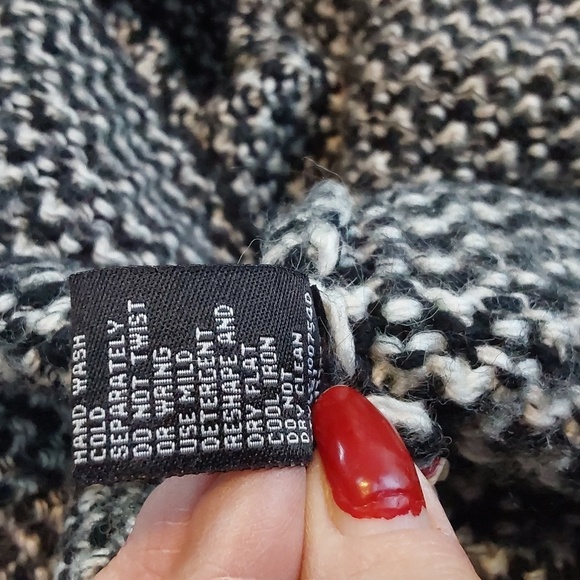 Cliche` Womens Black/White WOVEN Wool Knit Sweater Dress Mod edgy Sz.S - Picture 11 of 11